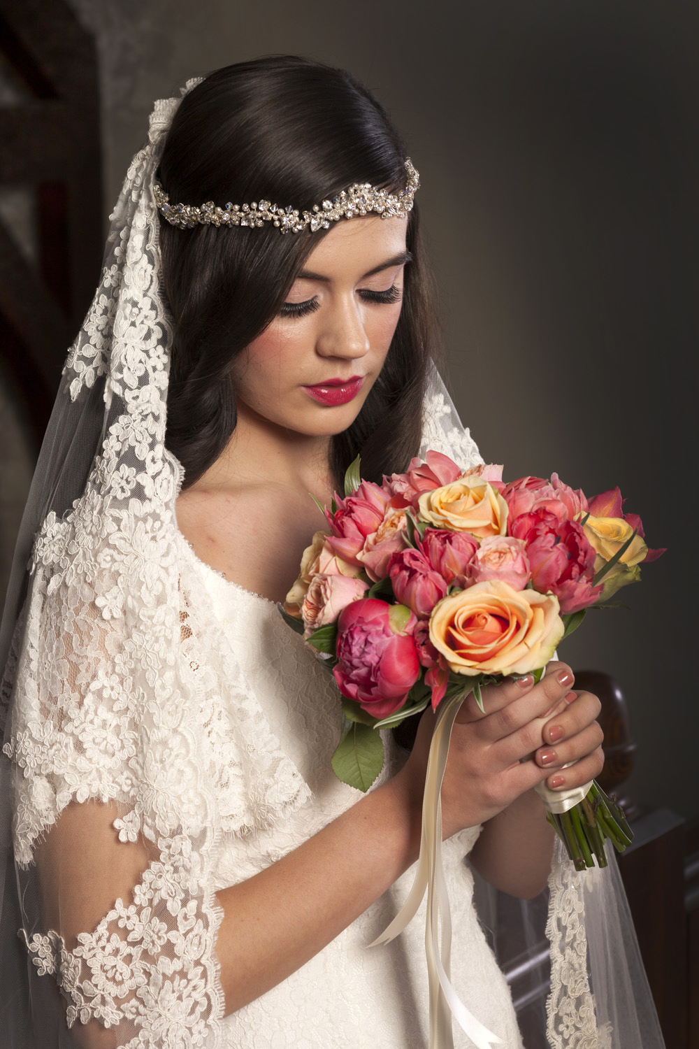 Bridal hair front view